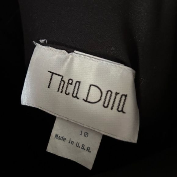 Thea Dora Halter Evening Gown, Black Shimmer Rhinestone Pleated Whimsigoth Sz 10 - Picture 11 of 15